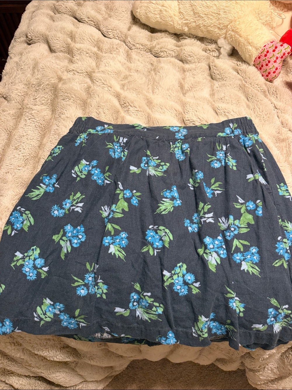 Loft Women's Navy Blue Floral A-Line Skirt